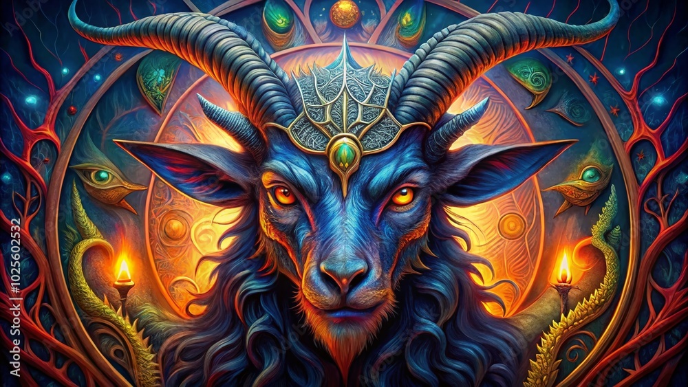 Intricate Baphomet Illustration Featuring Symbolic Elements and Mystical Design for Occult and Esoteric Art Lovers Intricate Baphomet Illustration Featuring Symbolic Elements and Mystical Design for Occult and Esoteric Art Lovers