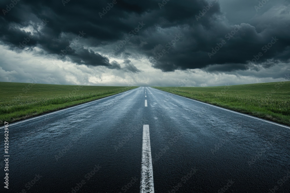 Naklejka premium Blank road stretching to the horizon, with copy space