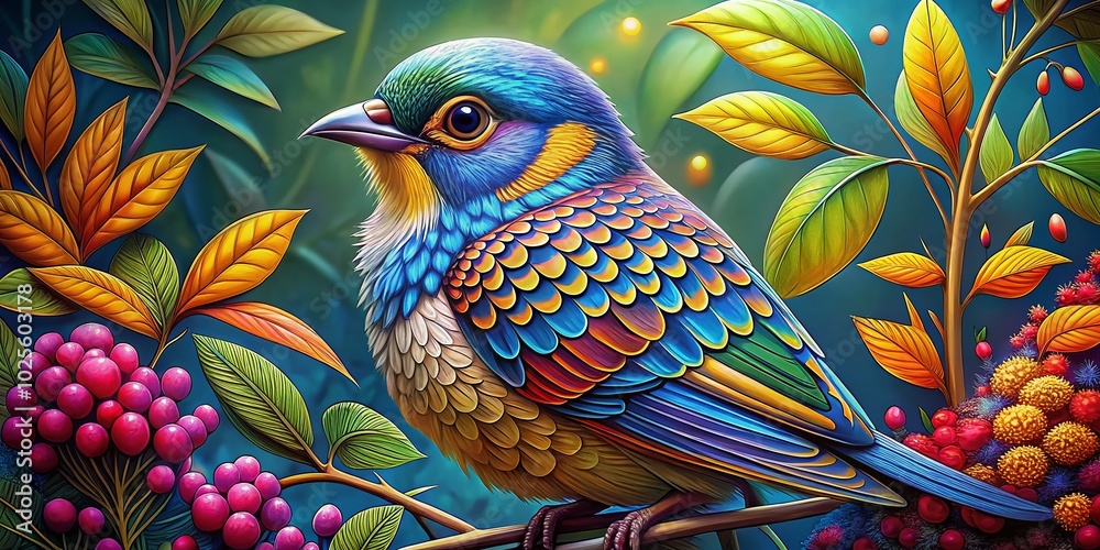 Obraz premium Intricate Coloring Pages Featuring Beautiful Birds Designed for Adults' Relaxation and Creativity