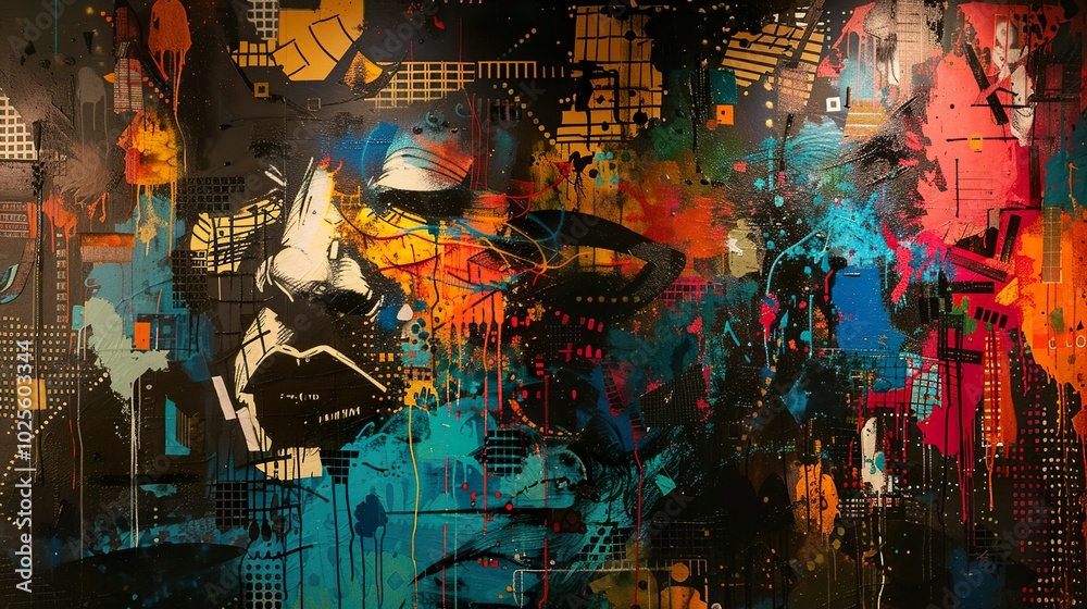 Abstract Graffiti Portrait: A Vibrant Expression of Urban Life Abstract Graffiti Portrait: A Vibrant Expression of Urban Life