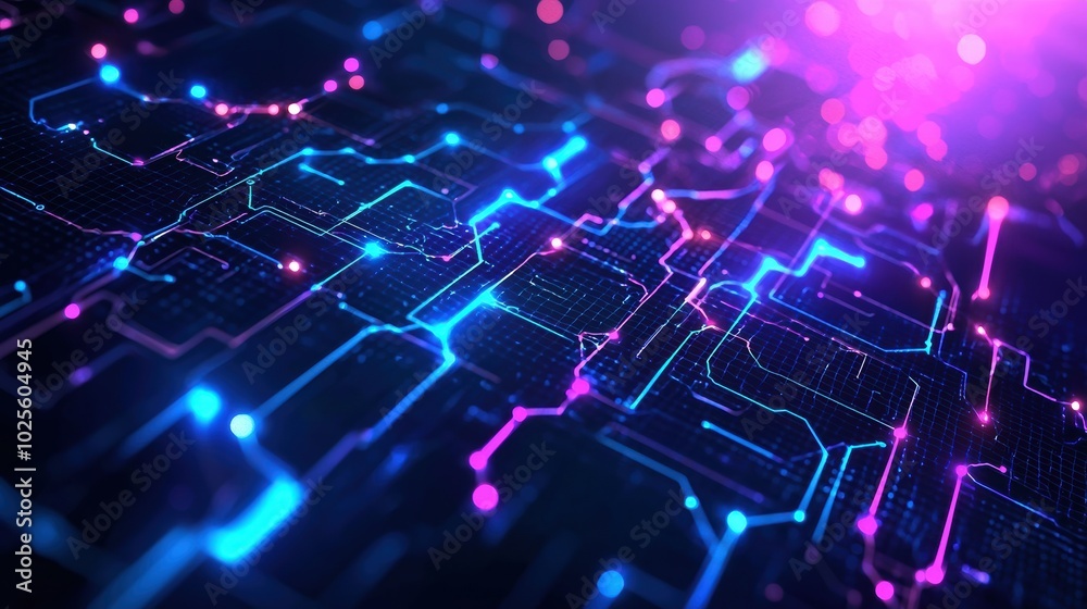 Illustrate a dynamic scene with an AI-driven cybersecurity network featuring neural circuits Illustrate a dynamic scene with an AI-driven cybersecurity network featuring neural circuits