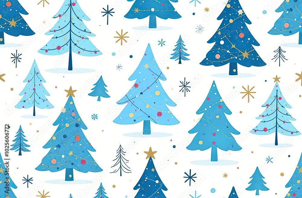Hand drawn blue xmas tree seamless pattern Hand drawn blue xmas tree seamless pattern