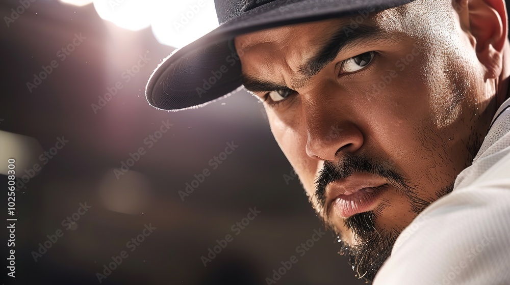 Close-up of professional baseball player in uniform, intense expression as he prepares to throw the ball during a high-stakes playoff game, capturing the focus and determination of the athlete. Close-up of professional baseball player in uniform, intense expression as he prepares to throw the ball during a high-stakes playoff game, capturing the focus and determination of the athlete.