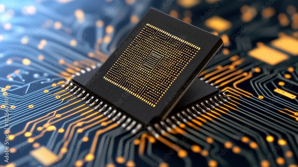 Microchip Processor On Circuit Board Technology Background Microchip Processor On Circuit Board Technology Background