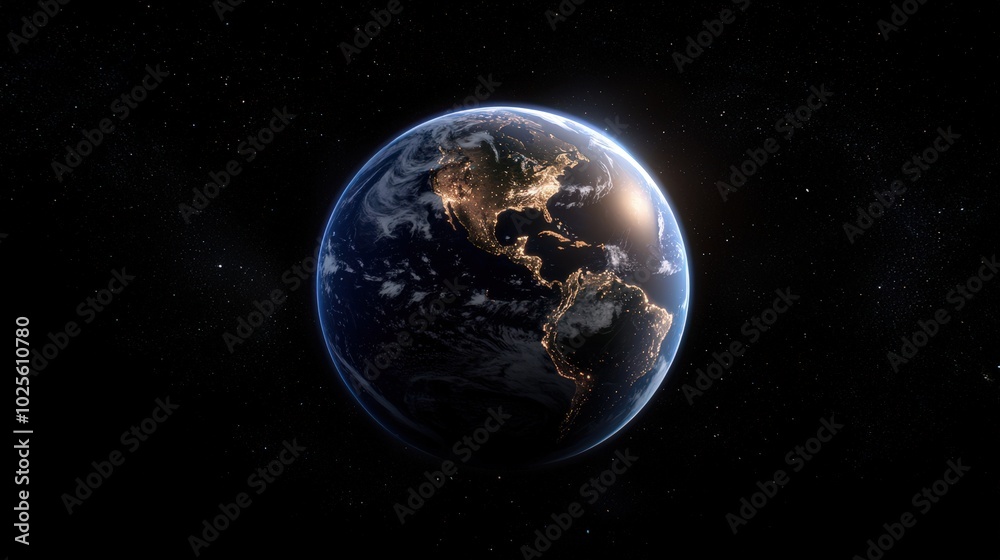 Earth From Space Night Lights Globe Planet Galaxy Earth From Space Night Lights Globe Planet Galaxy