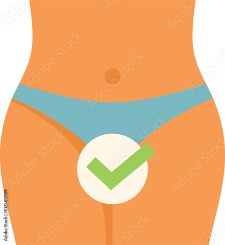 Woman body part with perfect hair removal result, showing smooth skin with check mark