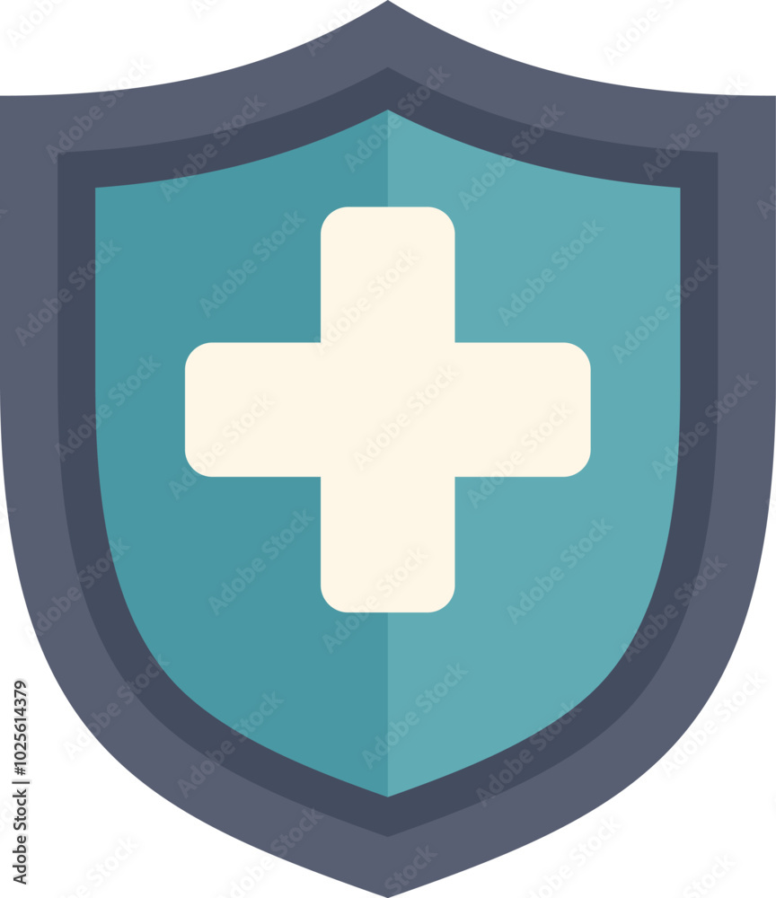 Fototapeta premium Shield is covering a white cross, representing health insurance coverage and medical protection