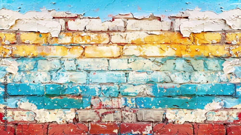 Fototapeta premium Colorful Abstract Wall with Peeling Paint and Texture