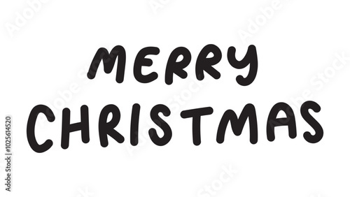 Merry Christmas handwritten for greeting cards, festive decorations, social media posts, or merchandise like T-shirts and mugs. The simple and playful font.