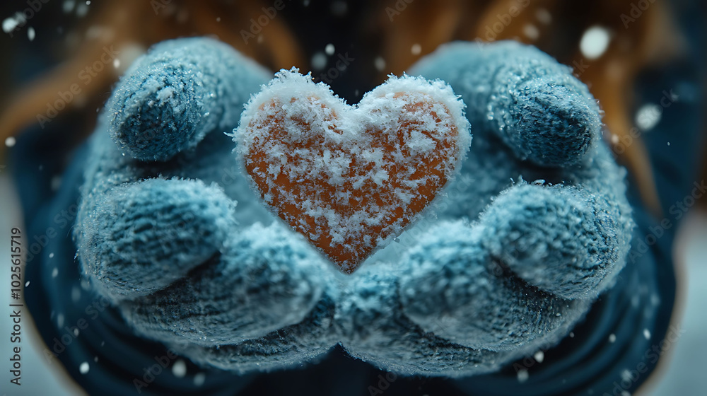 Heart Shaped Snow in Winter Heart Shaped Snow in Winter