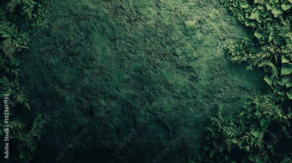 Emerald Wall: Lush Greenery on a Rustic Surface Emerald Wall: Lush Greenery on a Rustic Surface