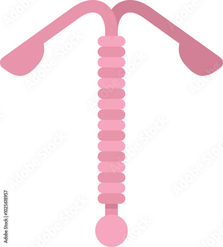 Pink hormonal intrauterine device iud contraceptive coil for birth control is shown on a white background