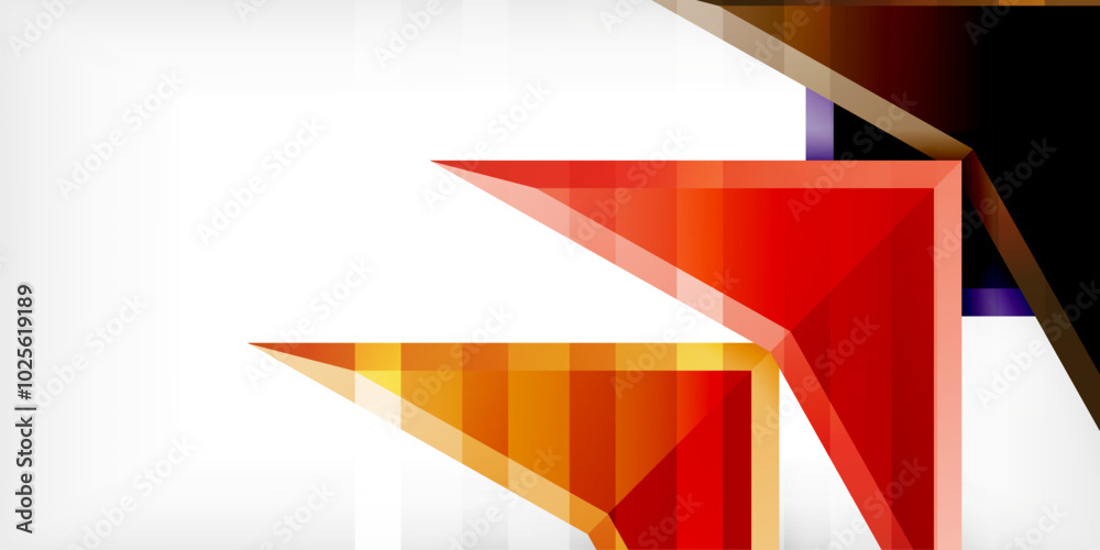 Arrows with 3d effect abstract background. Triangles on light grey backdrop Arrows with 3d effect abstract background. Triangles on light grey backdrop