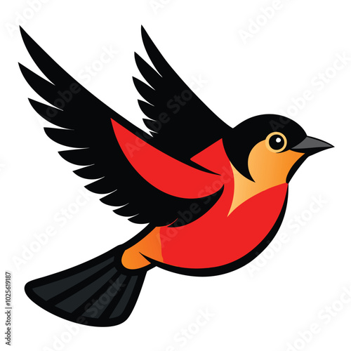 Solid color Redstart animal vector design