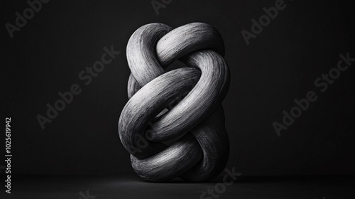 Twisted Duality - Abstract Sculpture with Dramatic Shadows on Black Background photo