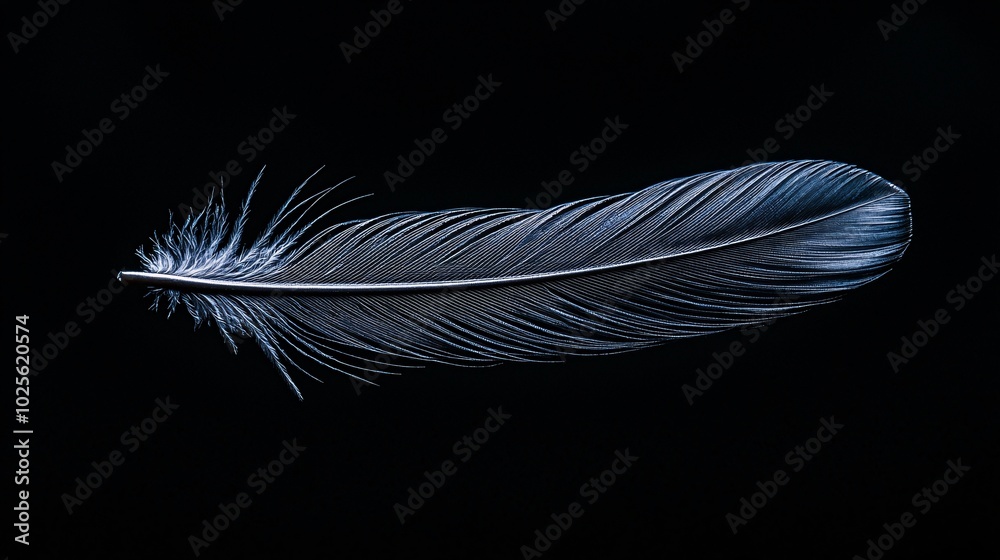 Obraz premium Ethereal Dark Feather Floating in Soft Light Studio Setting