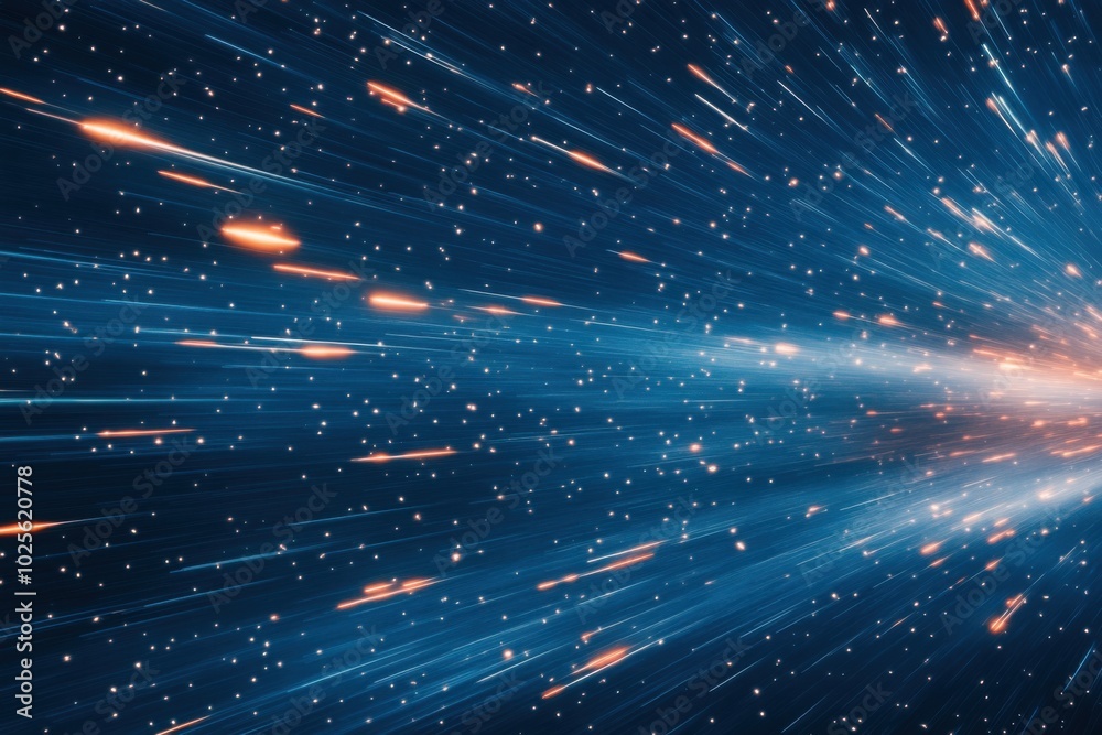 Obraz premium Faster-than-light spaceship jump through wormhole, with copy space