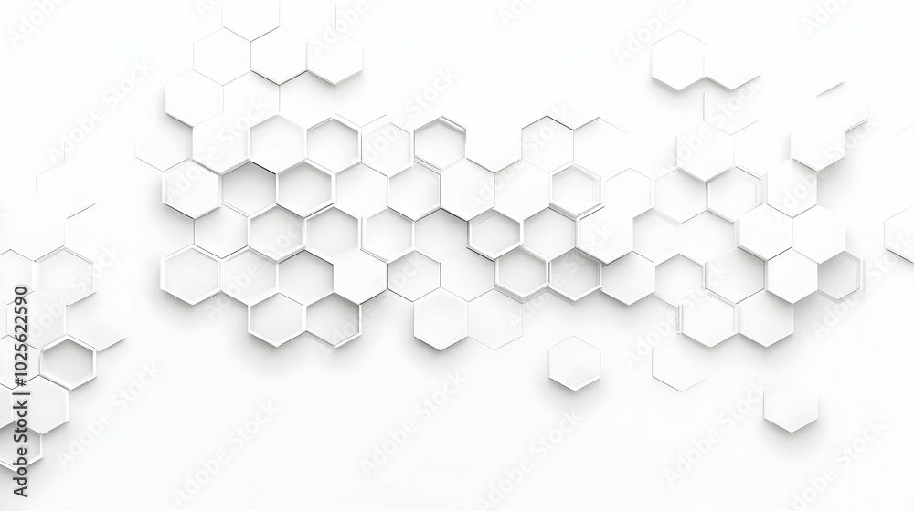 Abstract White Hexagon Pattern Background - 3D Rendered Geometric Design Abstract White Hexagon Pattern Background - 3D Rendered Geometric Design