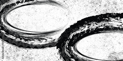 Car tires print, automobile wheels grungy treads. Vehicle dirty protector traces, rubber marks with dirt or mud black splatters vector.