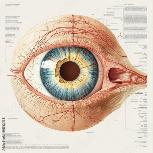 Human eye cross-section medical textbook style, with copy space photo