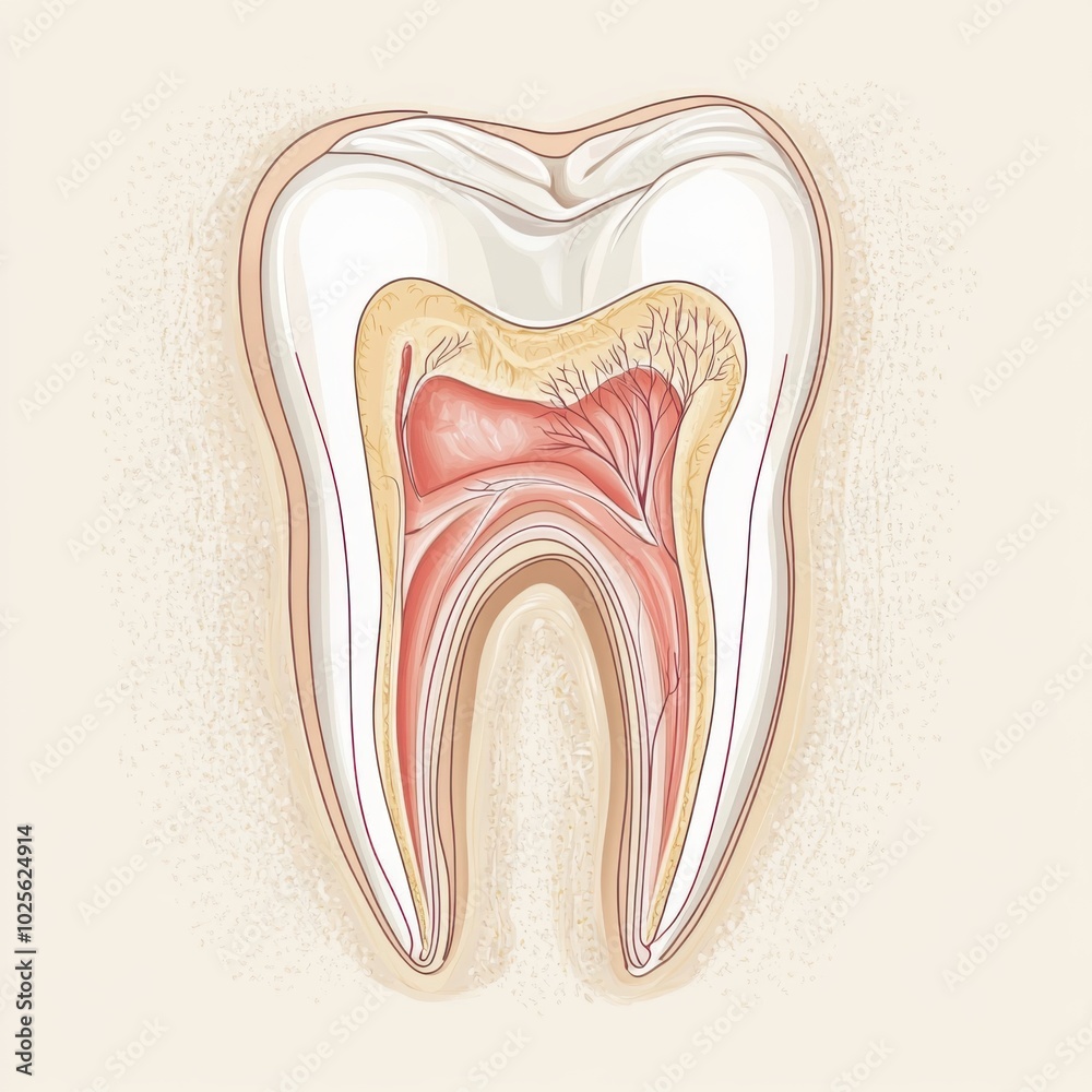 Human tooth cross-section dental illustration styl e, with copy space Human tooth cross-section dental illustration styl e, with copy space
