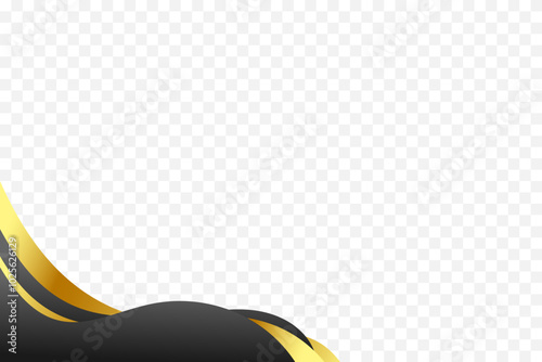 Artistic wavy vector background border in Black and gold for header and footer enhancements.