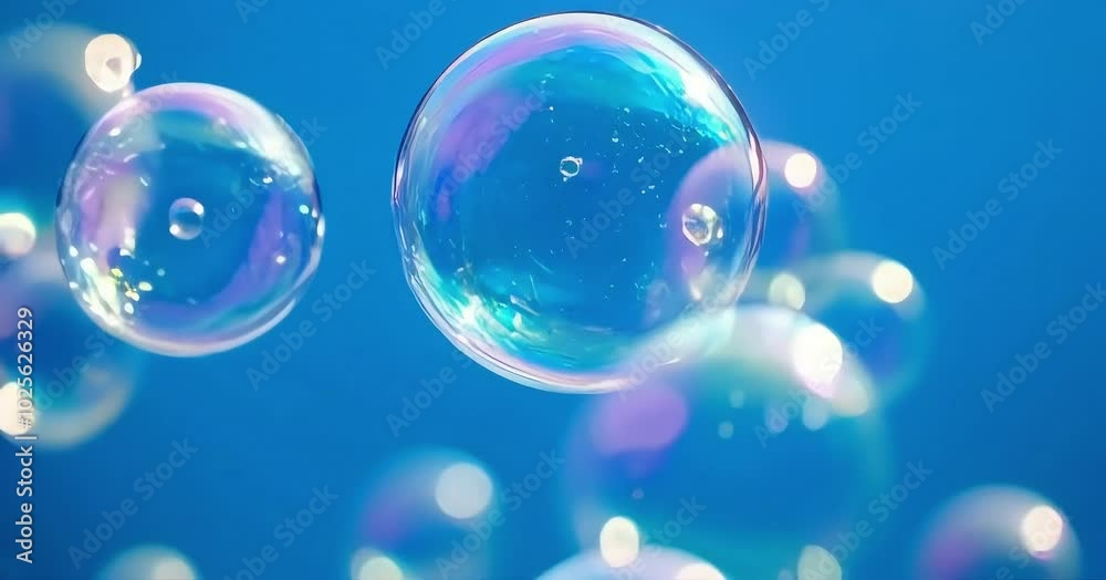 Bubbles floating up to above in blue background Bubbles floating up to above in blue background
