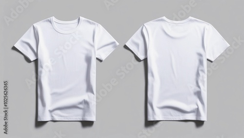 Front and Back View of White Classic Crew Neck T-Shirt 