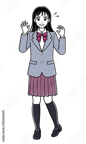 焦っている様子のブレザーの女子高生（シンプル）