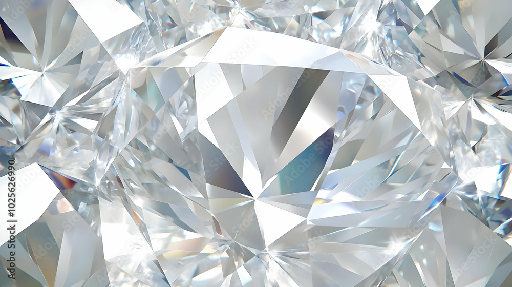 A Close-Up View of a Diamond's Facets, Sparkling with Light, Reflecting Brilliance and Clarity