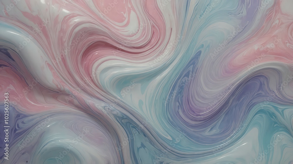 Obraz premium A fluid, marble-like texture in pastel shades, with a smooth and flowing appearance, creating a soft abstract background