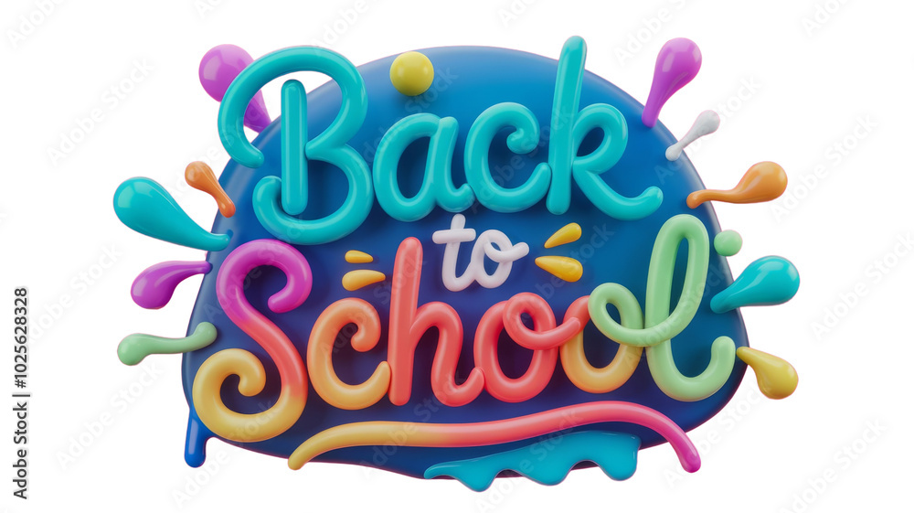 Vibrant back to school theme with colorful lettering, perfect for educational materials and promotional content. isolated background