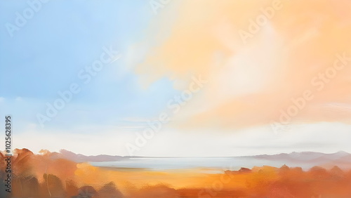 Pastel-toned background with autumn landscape