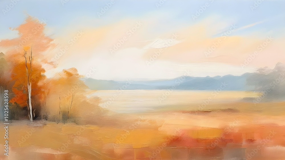 Pastel-toned background with autumn landscape Pastel-toned background with autumn landscape