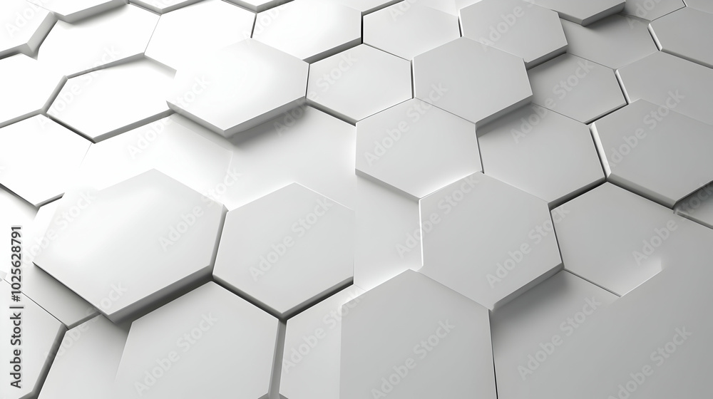 3D Render of Abstract Hexagon Pattern Background in White 3D Render of Abstract Hexagon Pattern Background in White