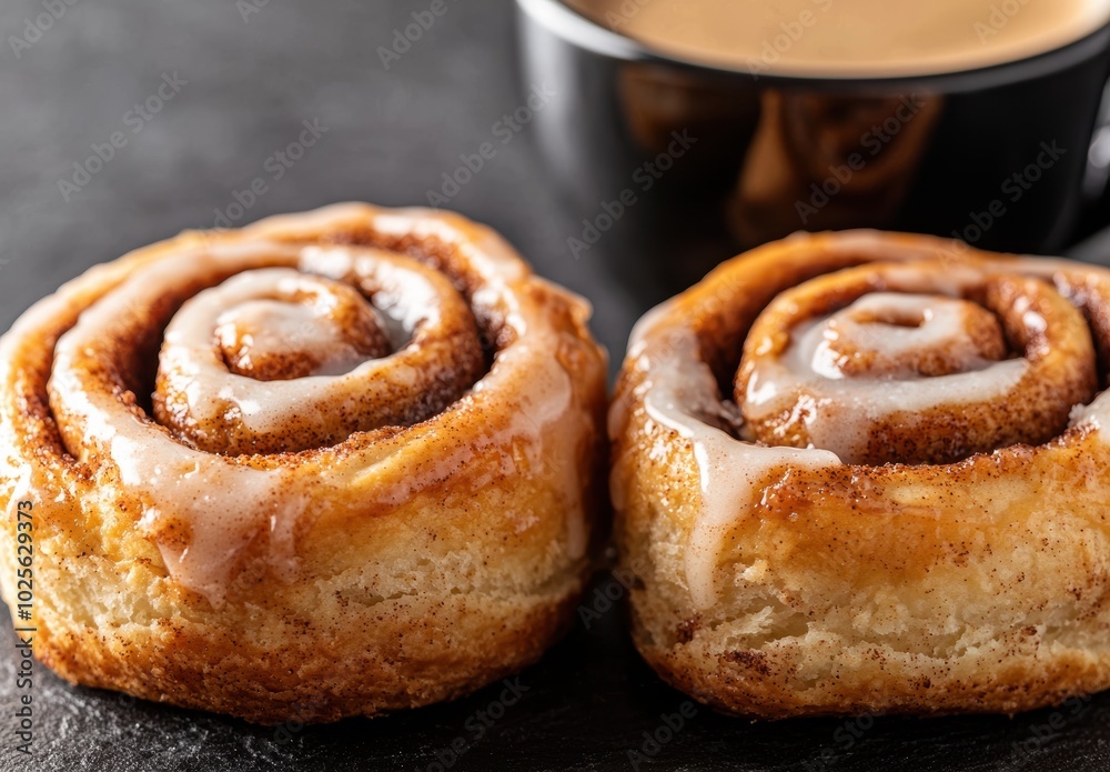 Freshly baked cinnamon rolls with creamy frosting Freshly baked cinnamon rolls with creamy frosting