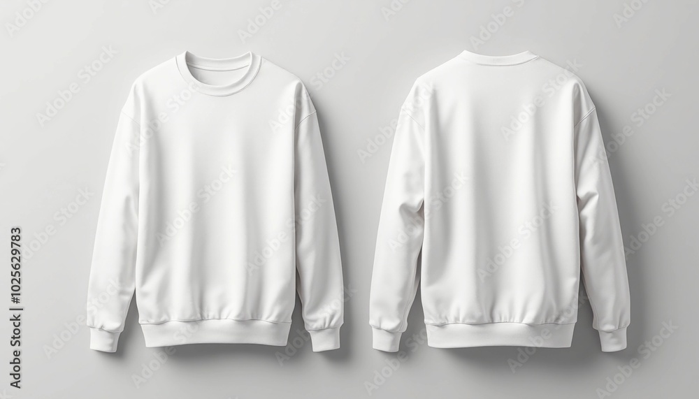 White Sweatshirt Front and Back View on Light Background
White Sweatshirt Front and Back View on Light Background