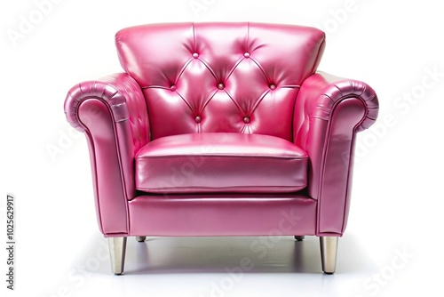 elegant pink armchair isolated on white background