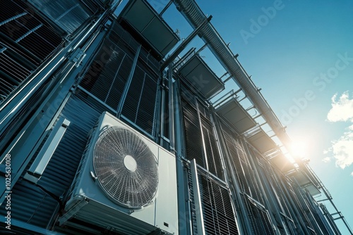 Massive industrial air conditioning units, with copy space photo