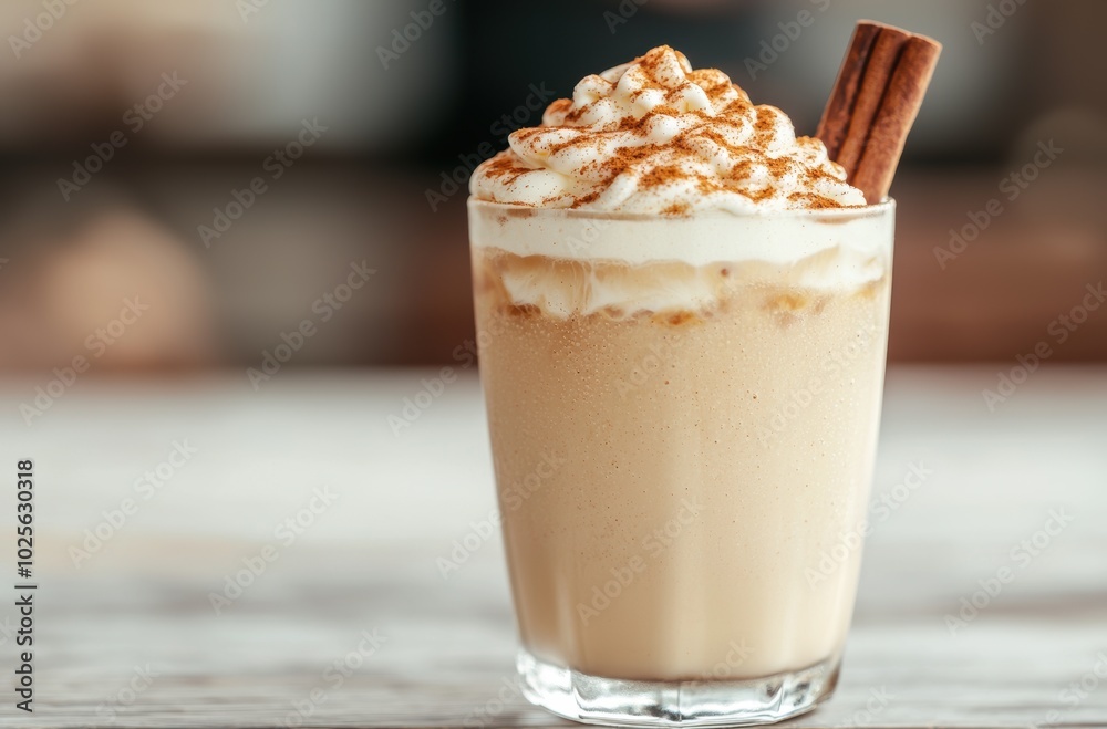 Creamy pumpkin spice latte with whipped cream and cinnamon Creamy pumpkin spice latte with whipped cream and cinnamon