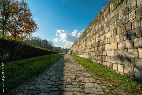 Massive wall separating social classes, with copy space photo