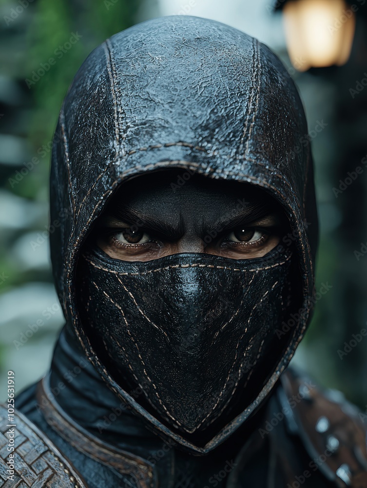 Mysterious warrior in dark attire Mysterious warrior in dark attire