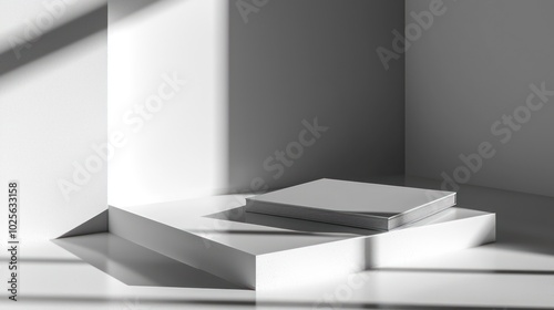 Blank mockup of a legal firm brochure, sleek 3D design emphasizing professional layouts.