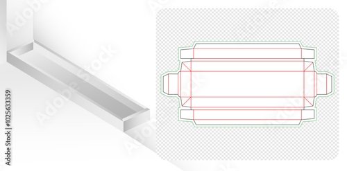 die cut or die line Box packaging template design for your product in the form foldable crease thickness for bakery shops, products compartments unique designs, minimalist conceptual stationary