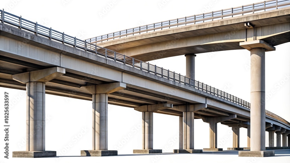 Elevated freeway road bridge isolated with cut out background Extreme Close-Up Elevated freeway road bridge isolated with cut out background Extreme Close-Up