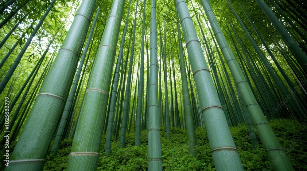 Serene bamboo forest with lush greenery Serene bamboo forest with lush greenery