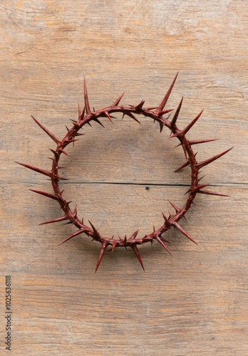 crown of thorns on wooden background