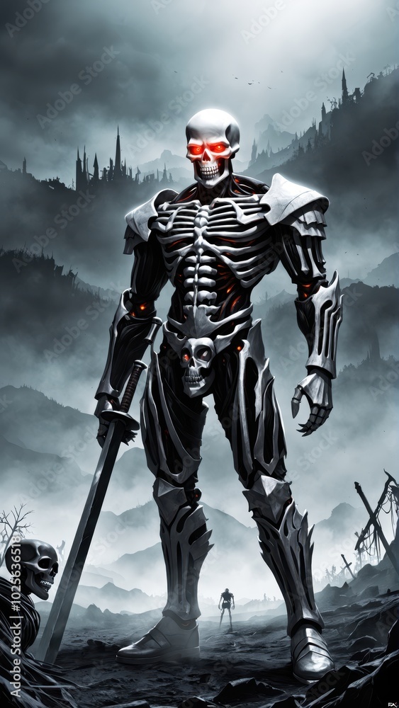 Fototapeta premium Skeleton Skull as Devil Demon