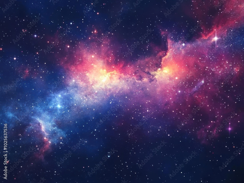 Naklejka premium Cosmic Nebula: A Symphony of Stars and Galaxies