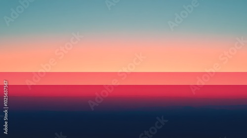 Abstract horizon with soft lines: Horizontal lines fading into the distance on a gradient background, symbolizing a minimalist and calm sunset scene